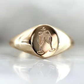 Cheers Champagne Engraved Signet Ring