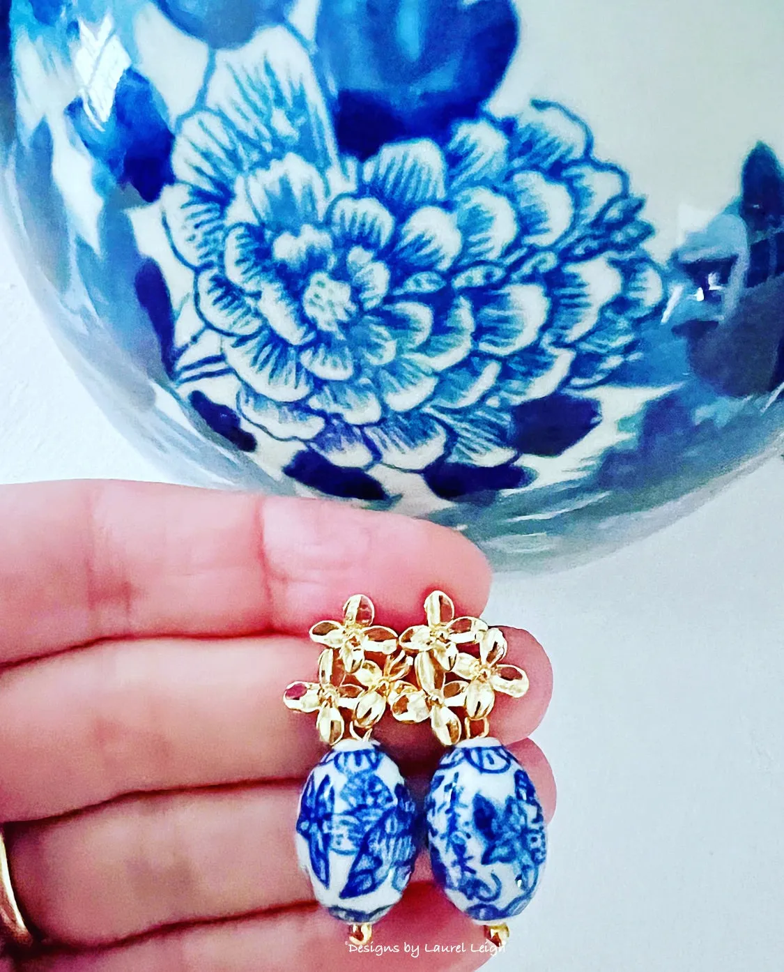 Chinoiserie Gold Hydrangea Blossom Earrings