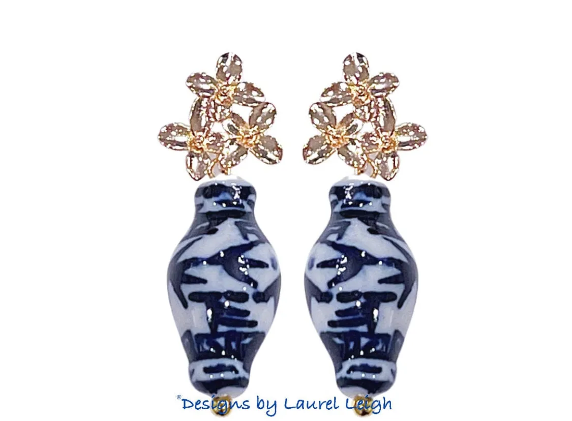 Chinoiserie Gold Hydrangea Blossom Earrings