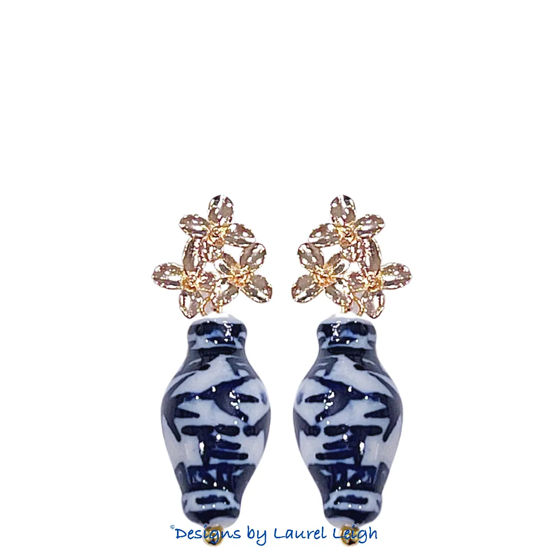 Chinoiserie Gold Hydrangea Blossom Earrings