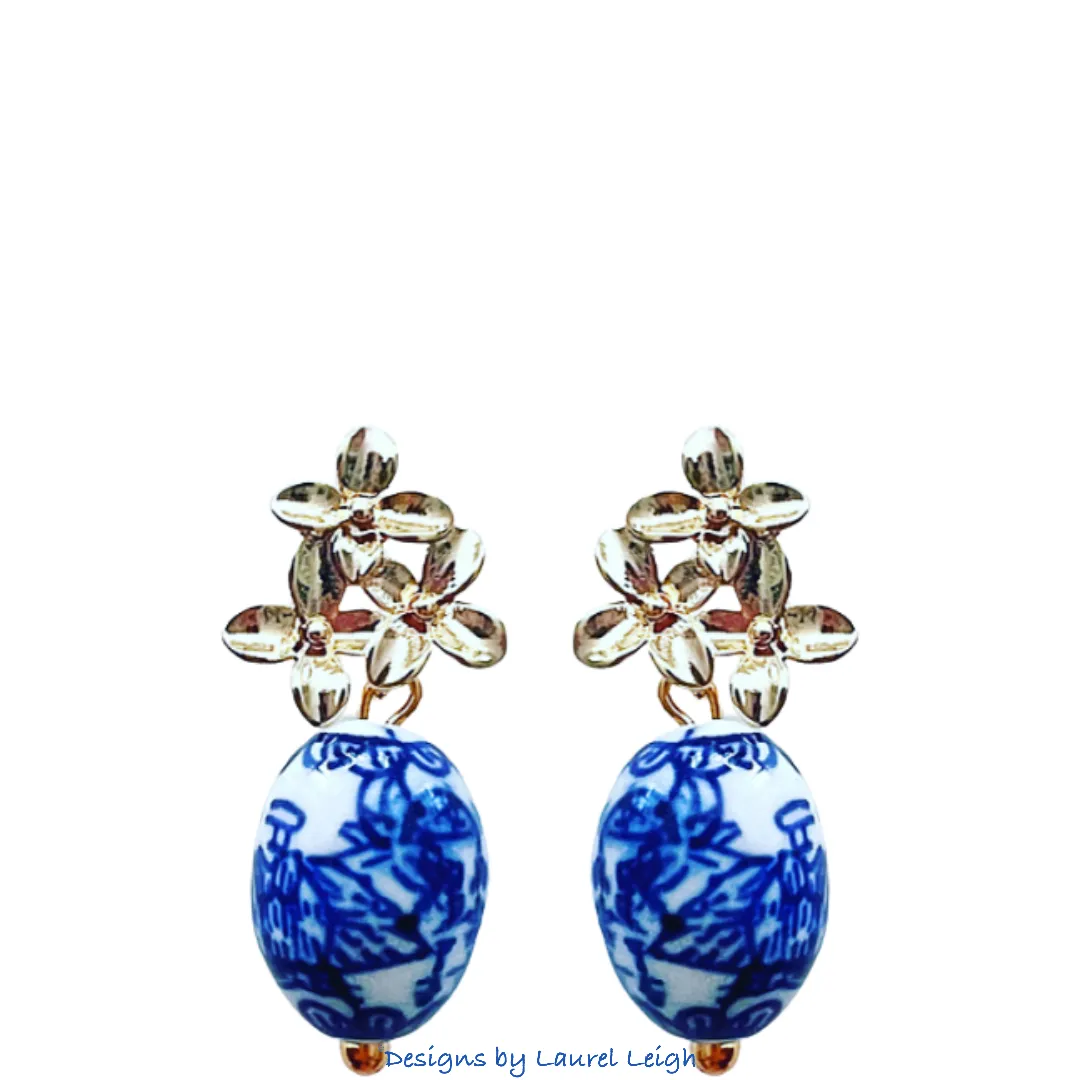 Chinoiserie Gold Hydrangea Blossom Earrings