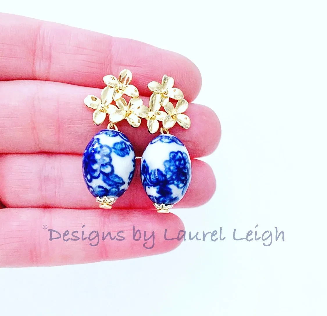 Chinoiserie Gold Hydrangea Blossom Earrings