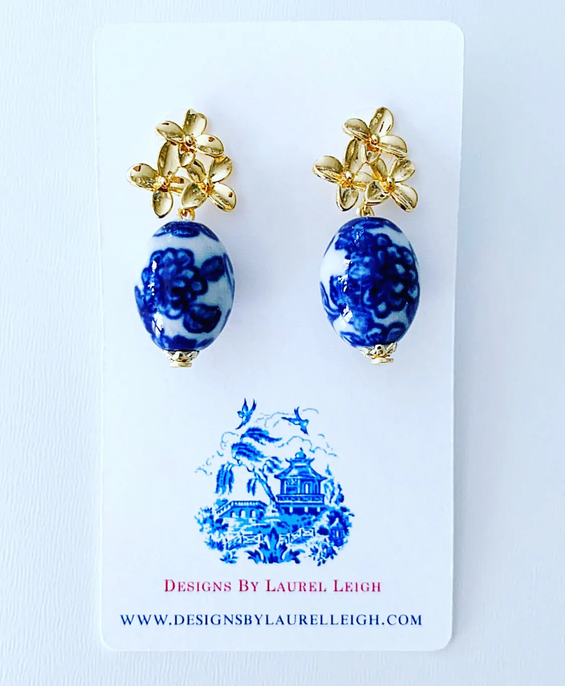 Chinoiserie Gold Hydrangea Blossom Earrings