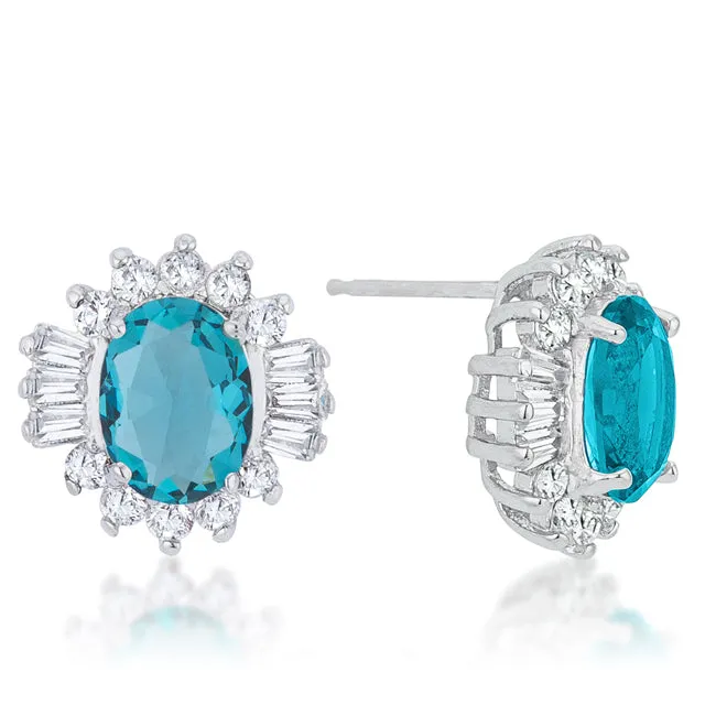 Chrisalee Vintage Aqua Halo Stud Earrings