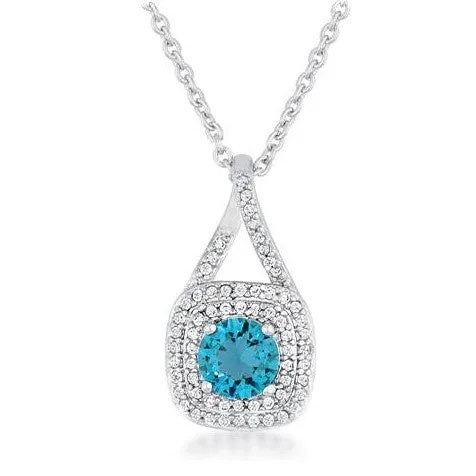 Christal Aqua Double Halo Pendant | 2.5ct