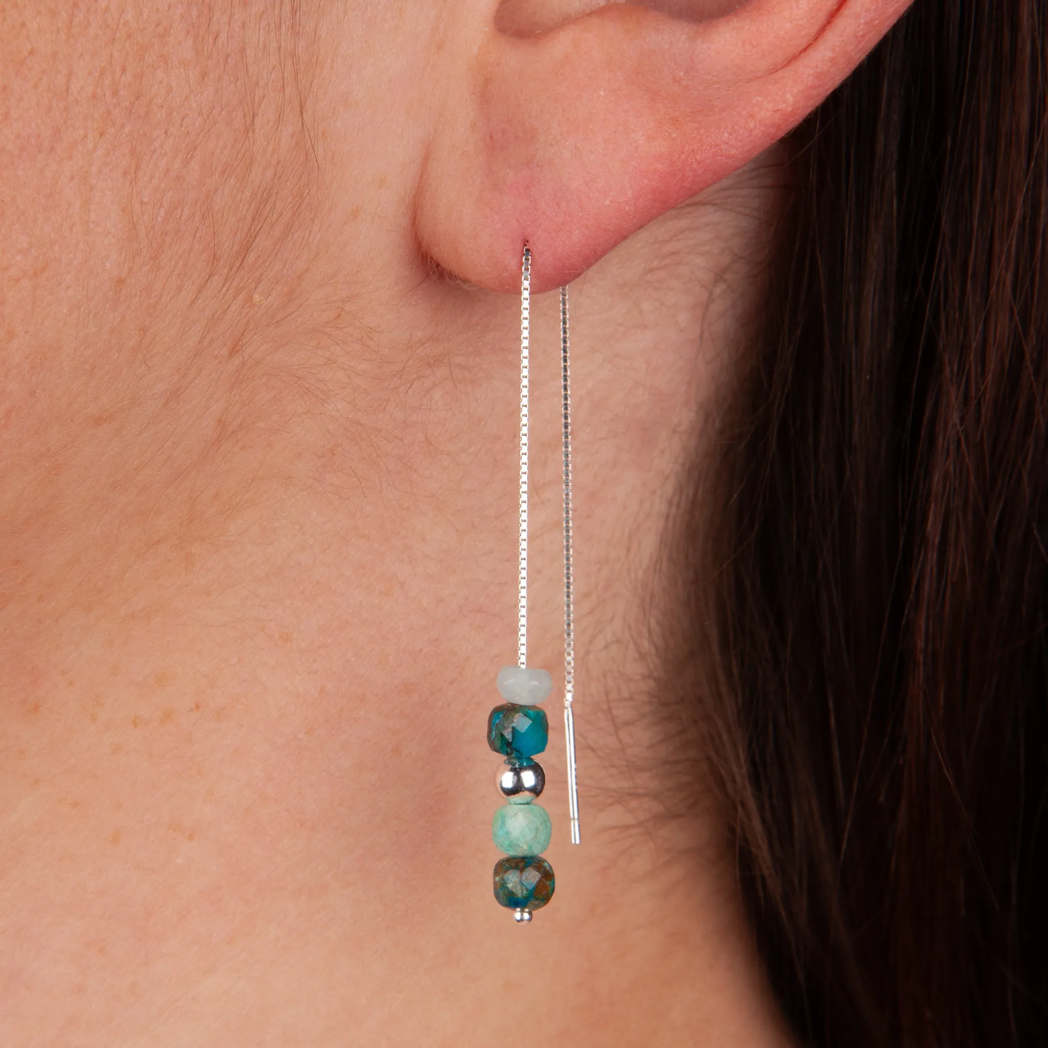 Chrysocolla Threader Earrings