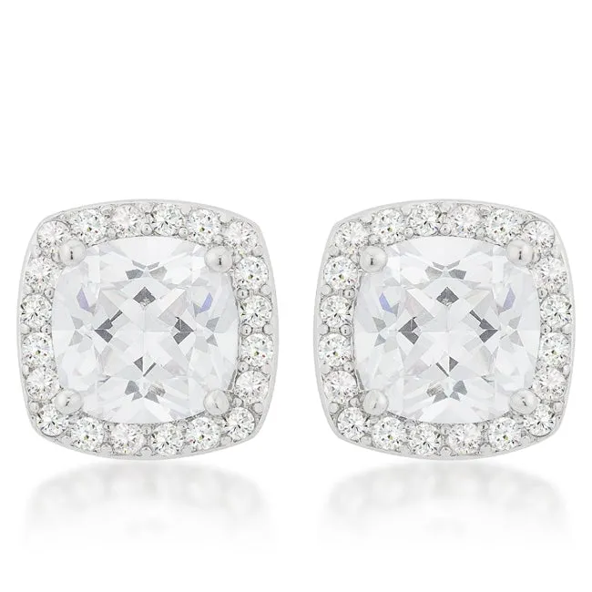 Clarissa Cushion Halo Stud Earrings