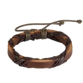 Classy Men Brown Leather Lace-up Bracelet