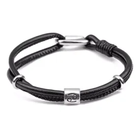 Classy Men Cancer Zodiac Leather Bracelet