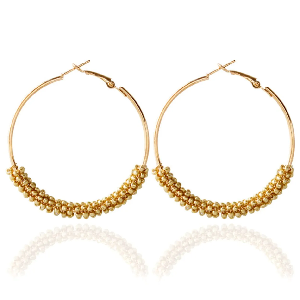 Colorful Beaded Circle Hoop Earrings