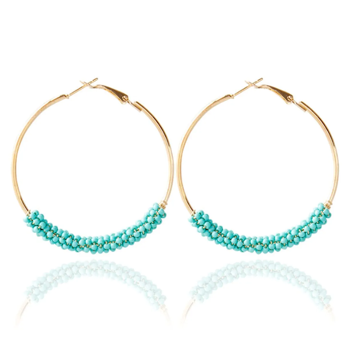 Colorful Beaded Circle Hoop Earrings