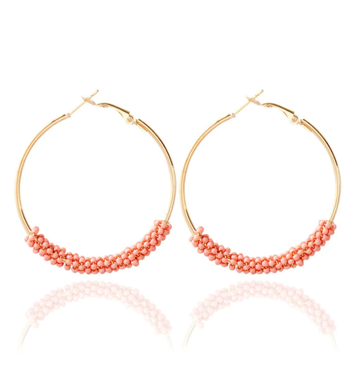 Colorful Beaded Circle Hoop Earrings