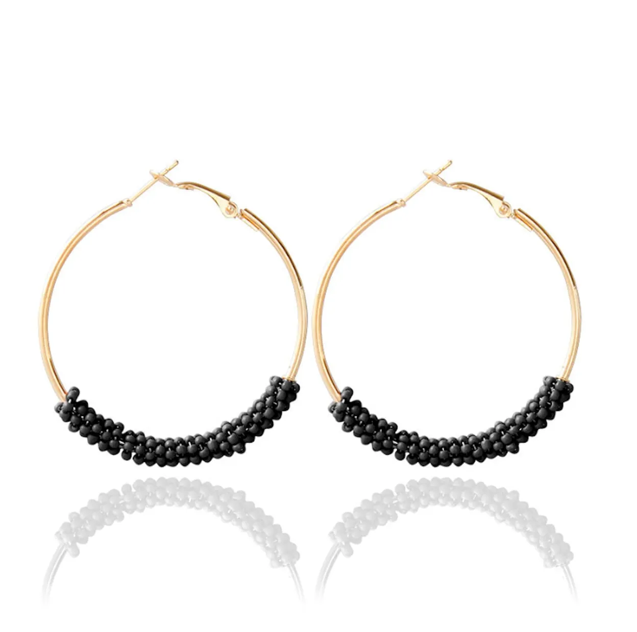 Colorful Beaded Circle Hoop Earrings