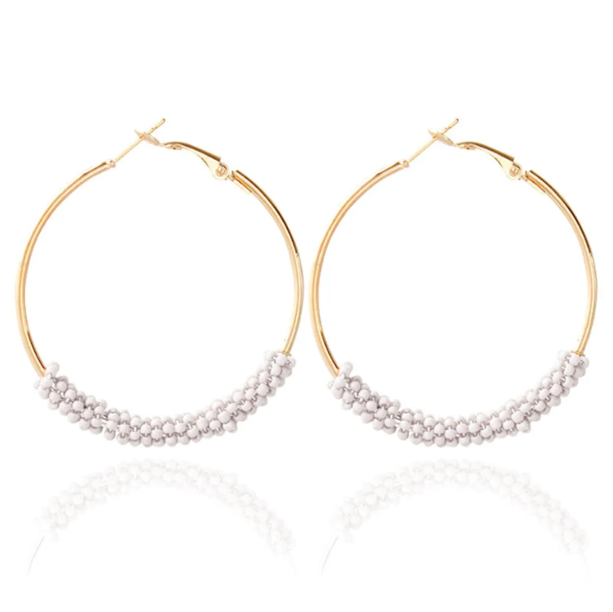 Colorful Beaded Circle Hoop Earrings