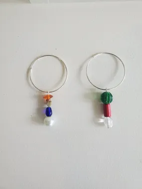 Confetti Hoop Earrings - Sterling Silver multi