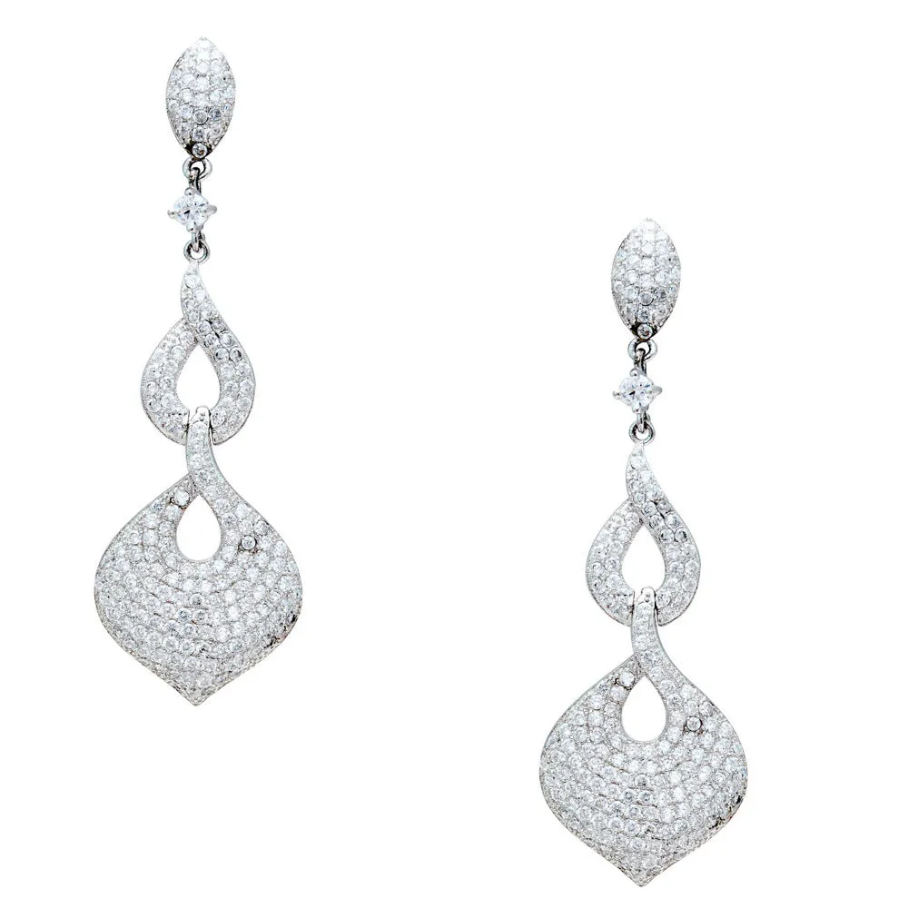 Contemporary Leaf CZ Earrings IJ15CSSER024