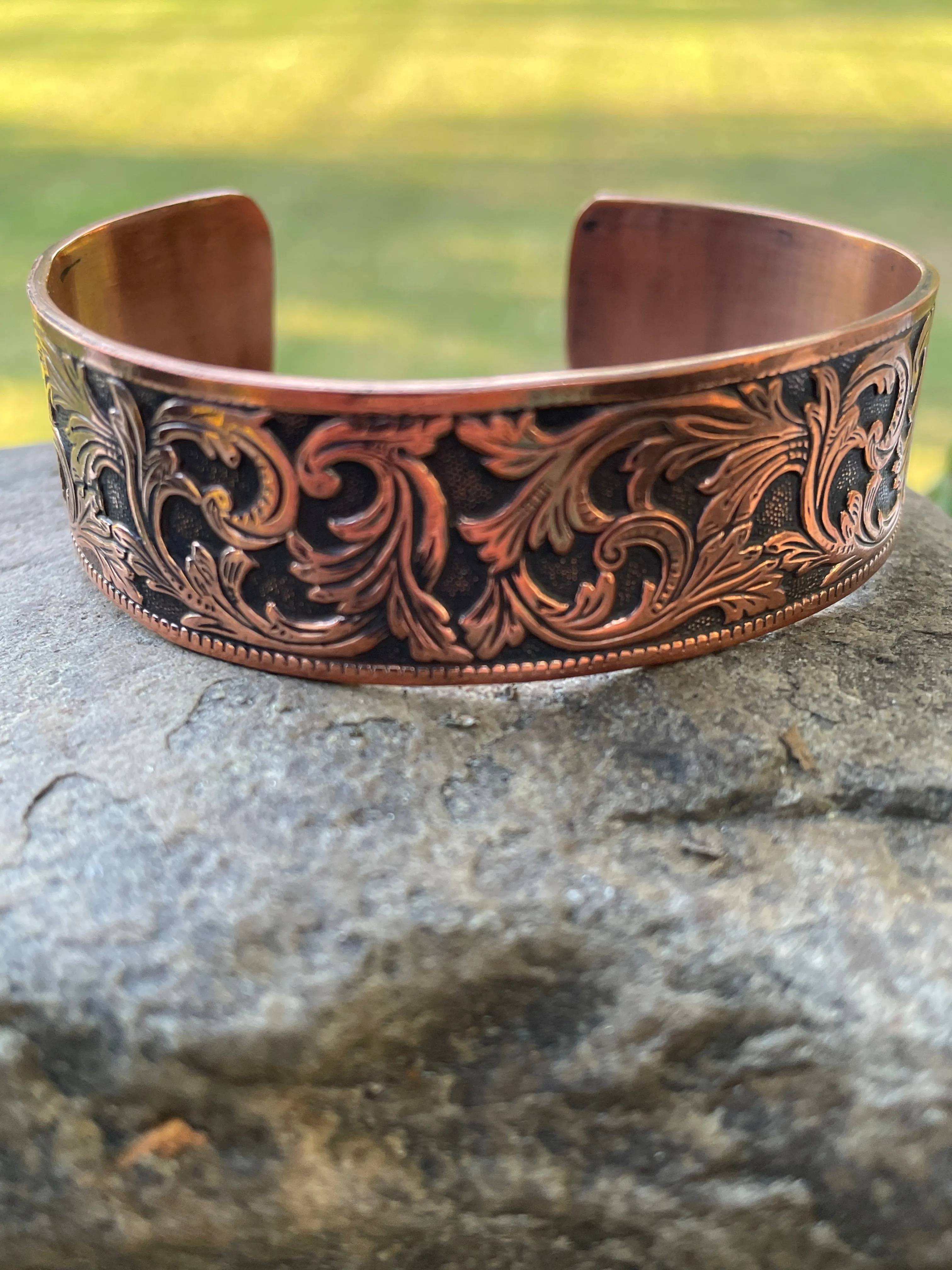 Copper Cuff Bracelet with swirls