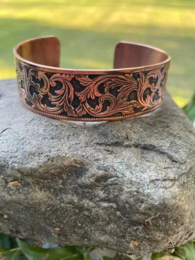 Copper Cuff Bracelet with swirls