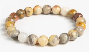 Crazy lace agate stone, stretch cording, yoga, bracelet, jewelry.