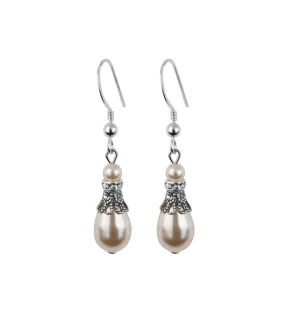 Crystal Filigree And Pearl Fish Hook Earrings