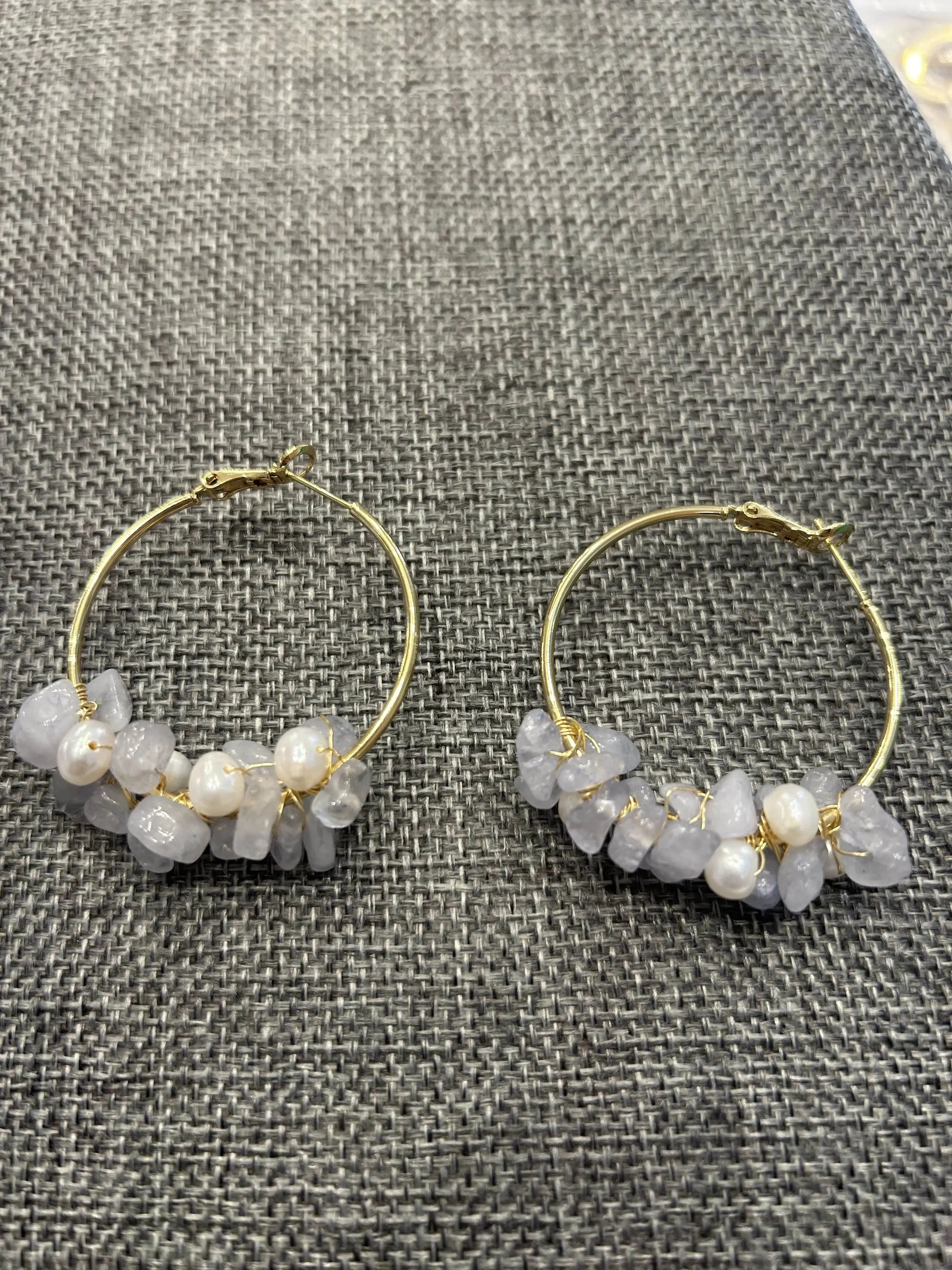 Crystal Hoop Earrings With Pearls