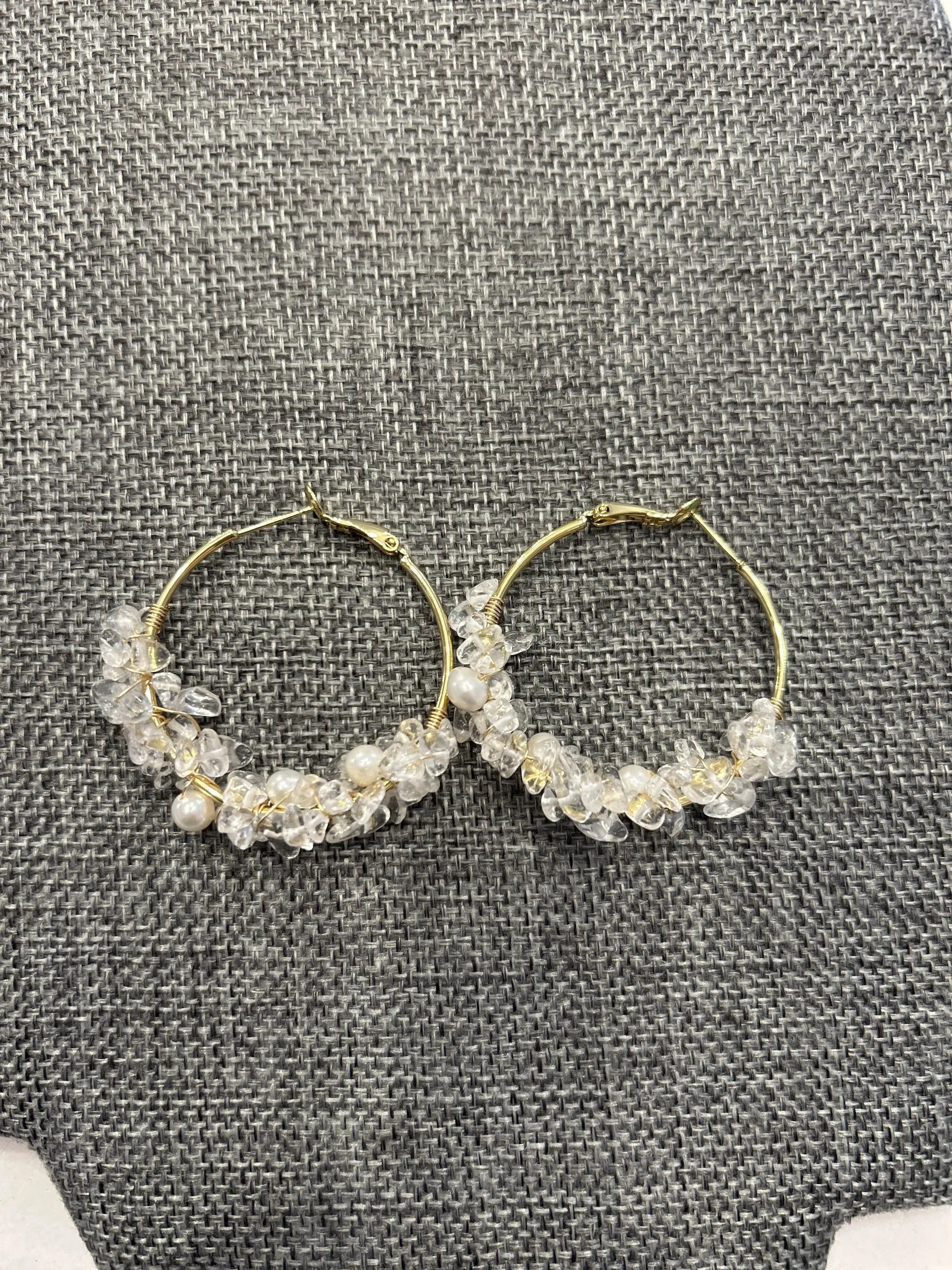 Crystal Hoop Earrings With Pearls