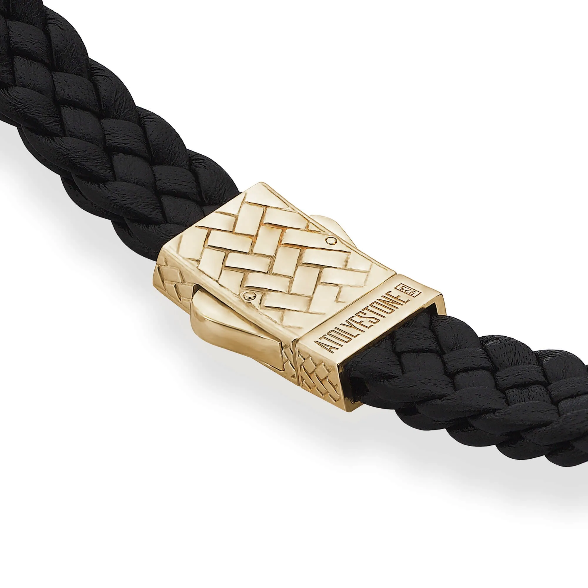 Cuban Links Woven Leather Bracelet in Silver