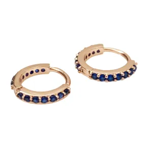 Cubic Zirconia Rose Gold Huggie Hoops - Sapphire