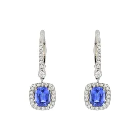 Cushion-cut Sapphire and Diamond Dangle Earrings