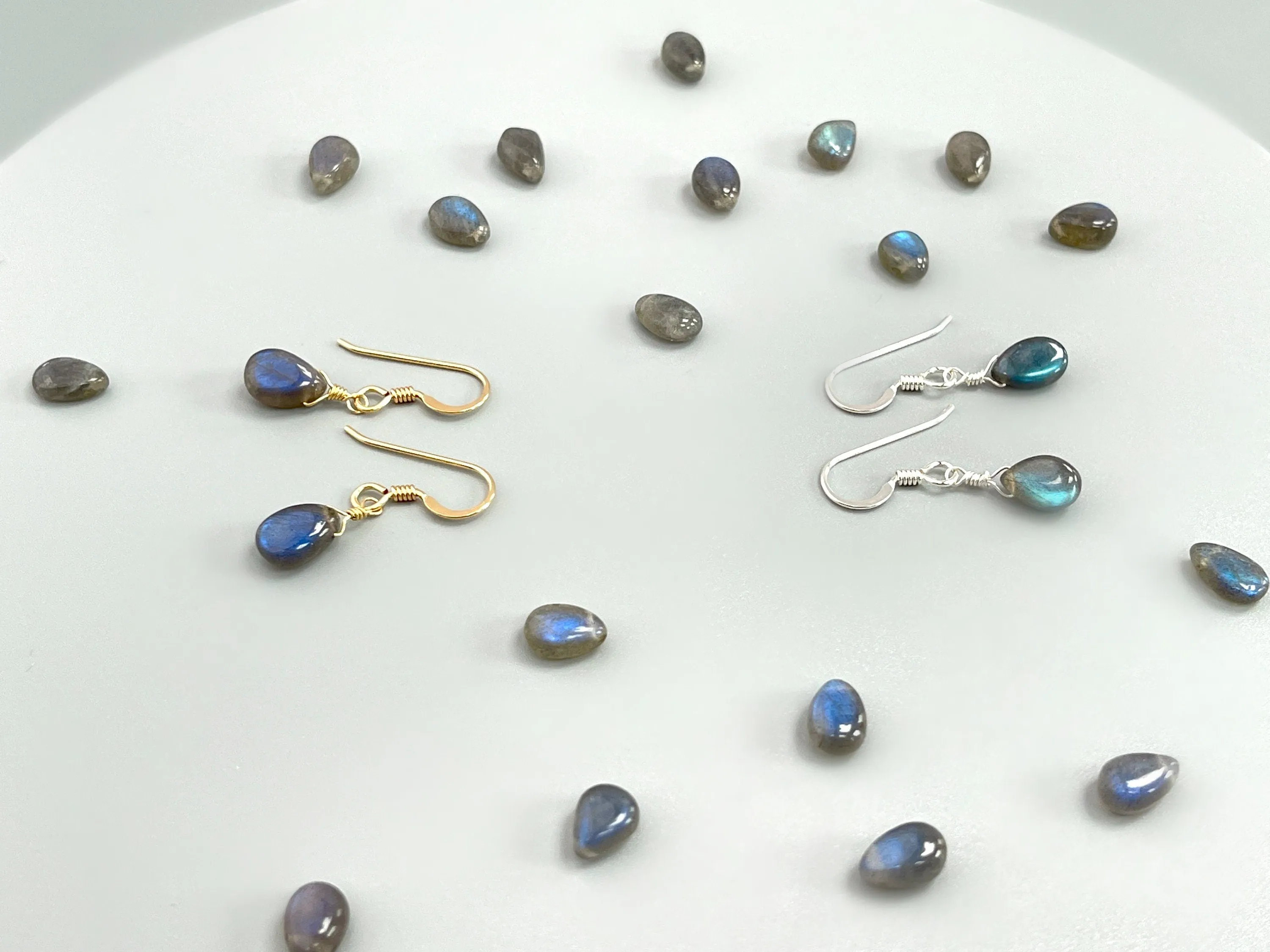 Dainty Labradorite earrings Sterling Silver, 14k Gold fill, and Rose Gold Fill