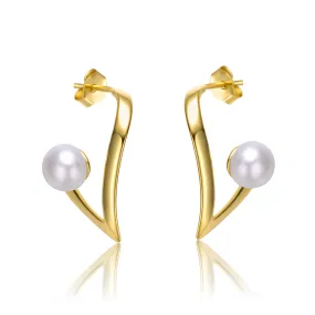 Delphine Demi Golden Ribbon Pearl Earrings