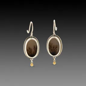 Dendritic Agate Earrings with Gold Dots