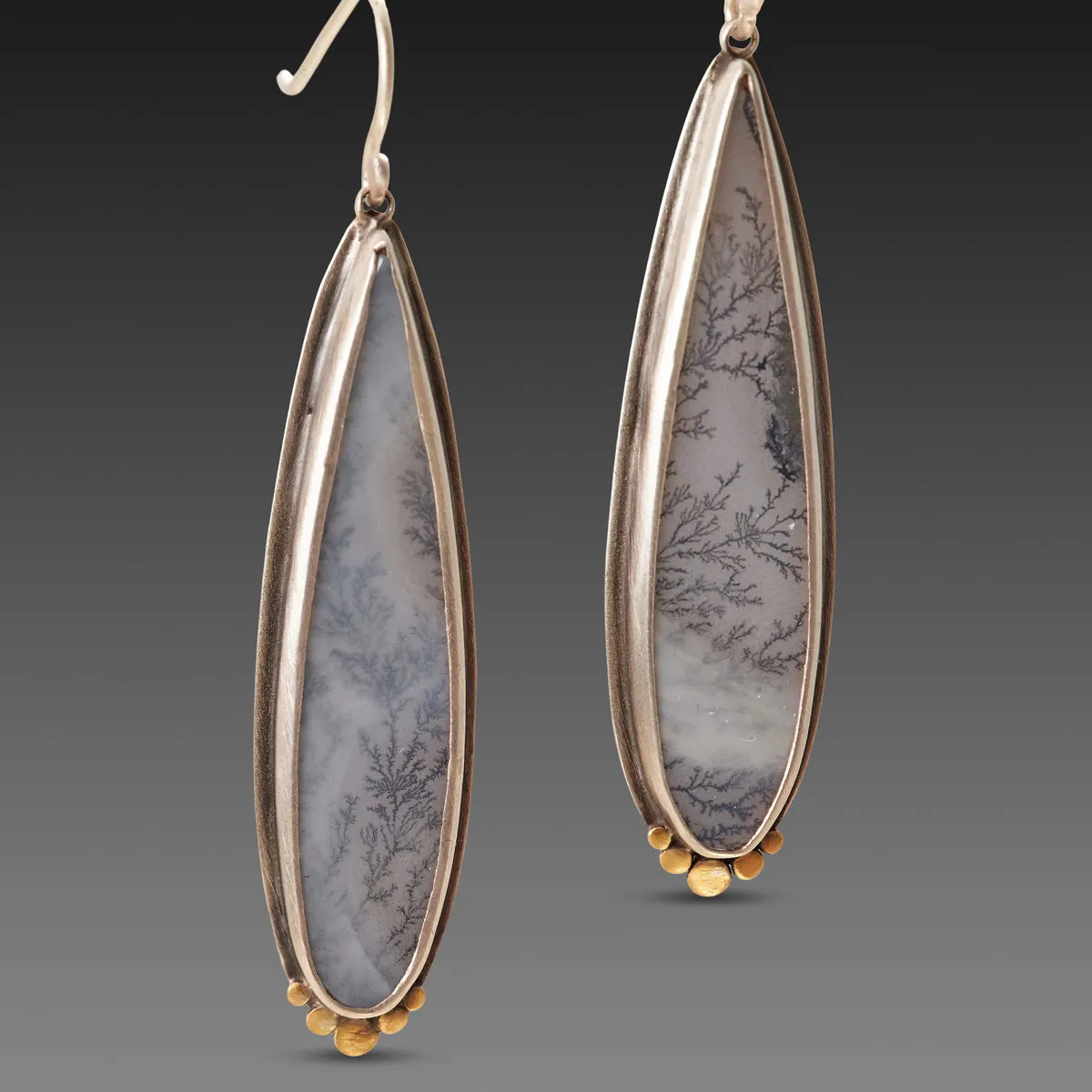 Dendritic Agate Teardrop Earrings