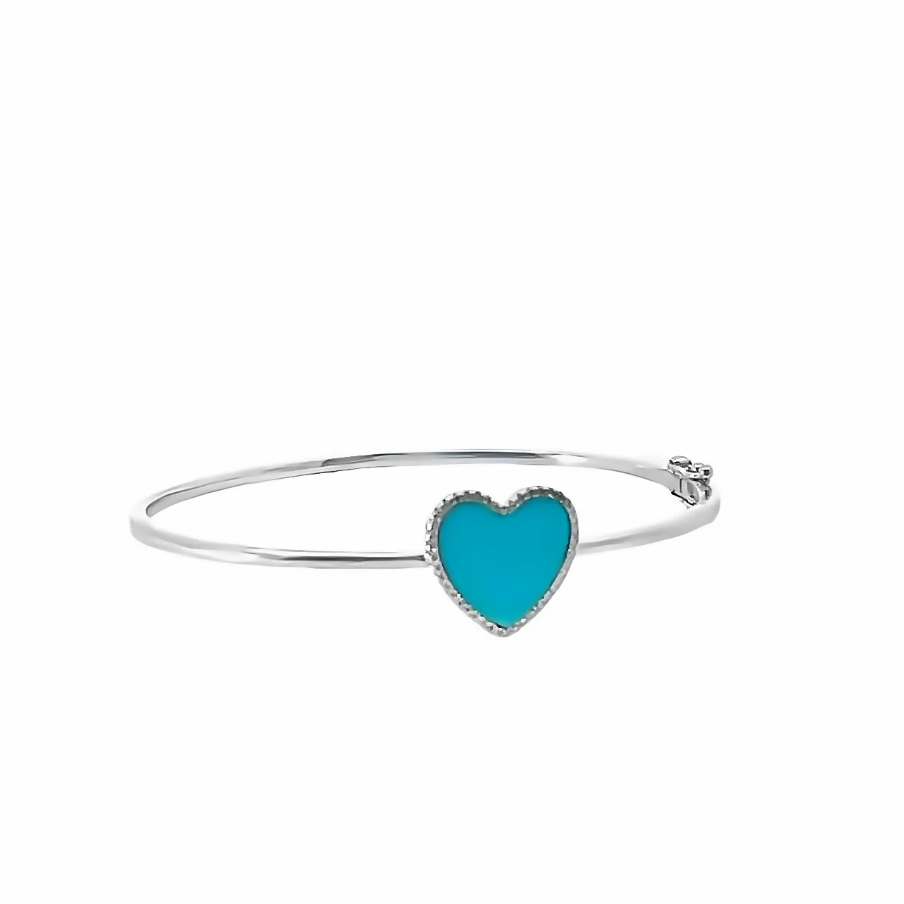 Diamond & Turquoise Heart Bangle Bracelet