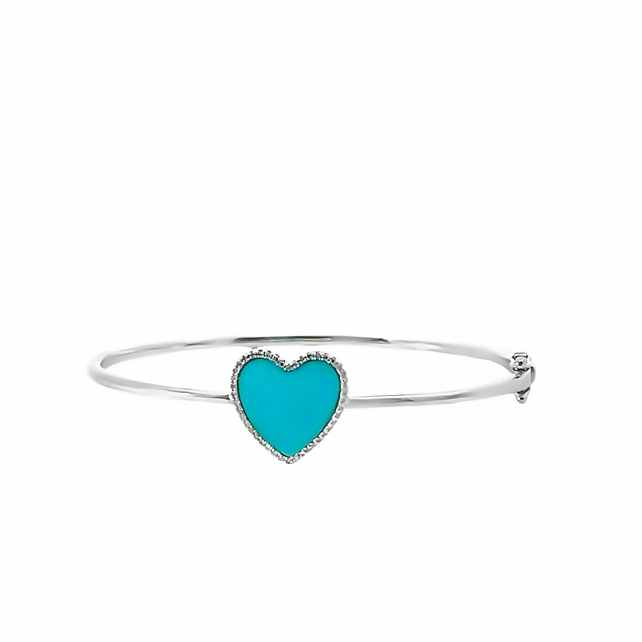 Diamond & Turquoise Heart Bangle Bracelet