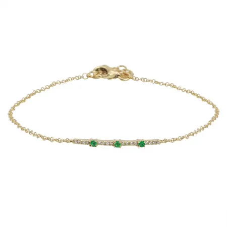 Diamond and Emerald Bar Bracelet