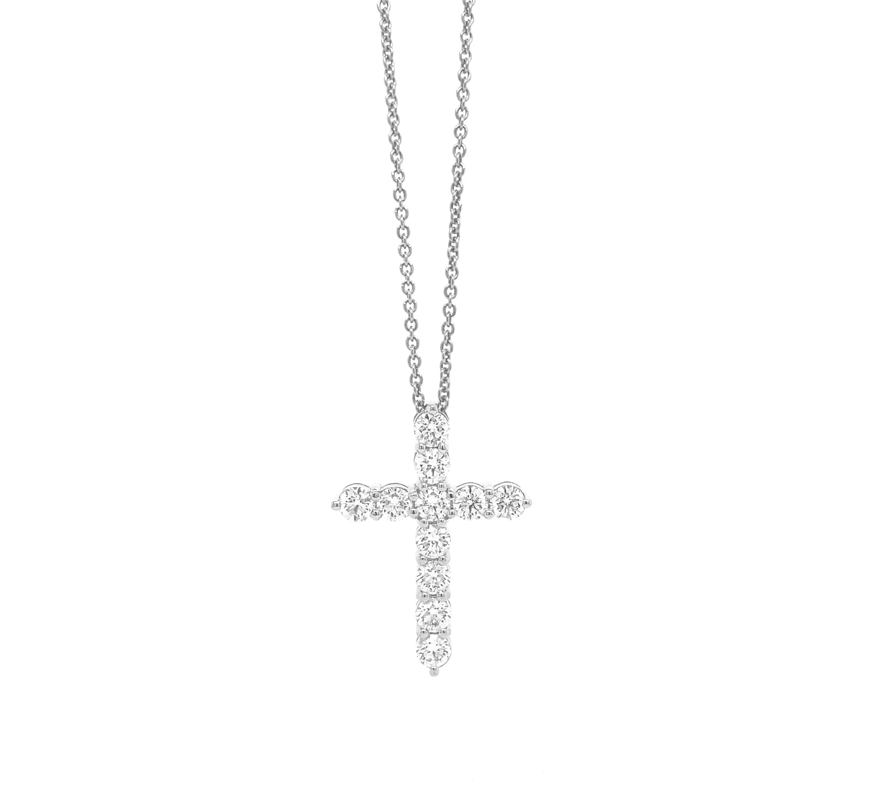 Diamond Cross Pendant White Gold P030