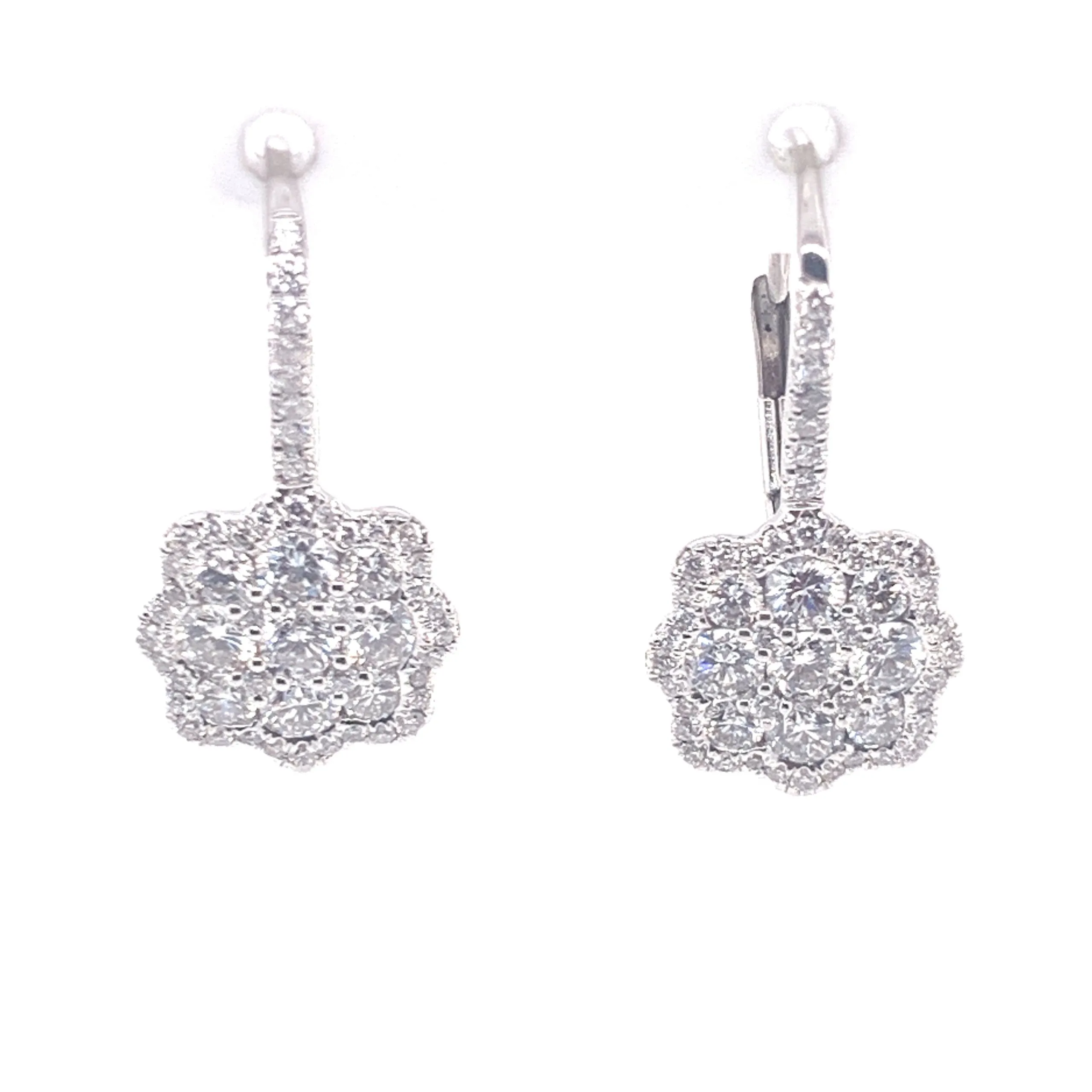 Diamond Flower Dangle Earrings