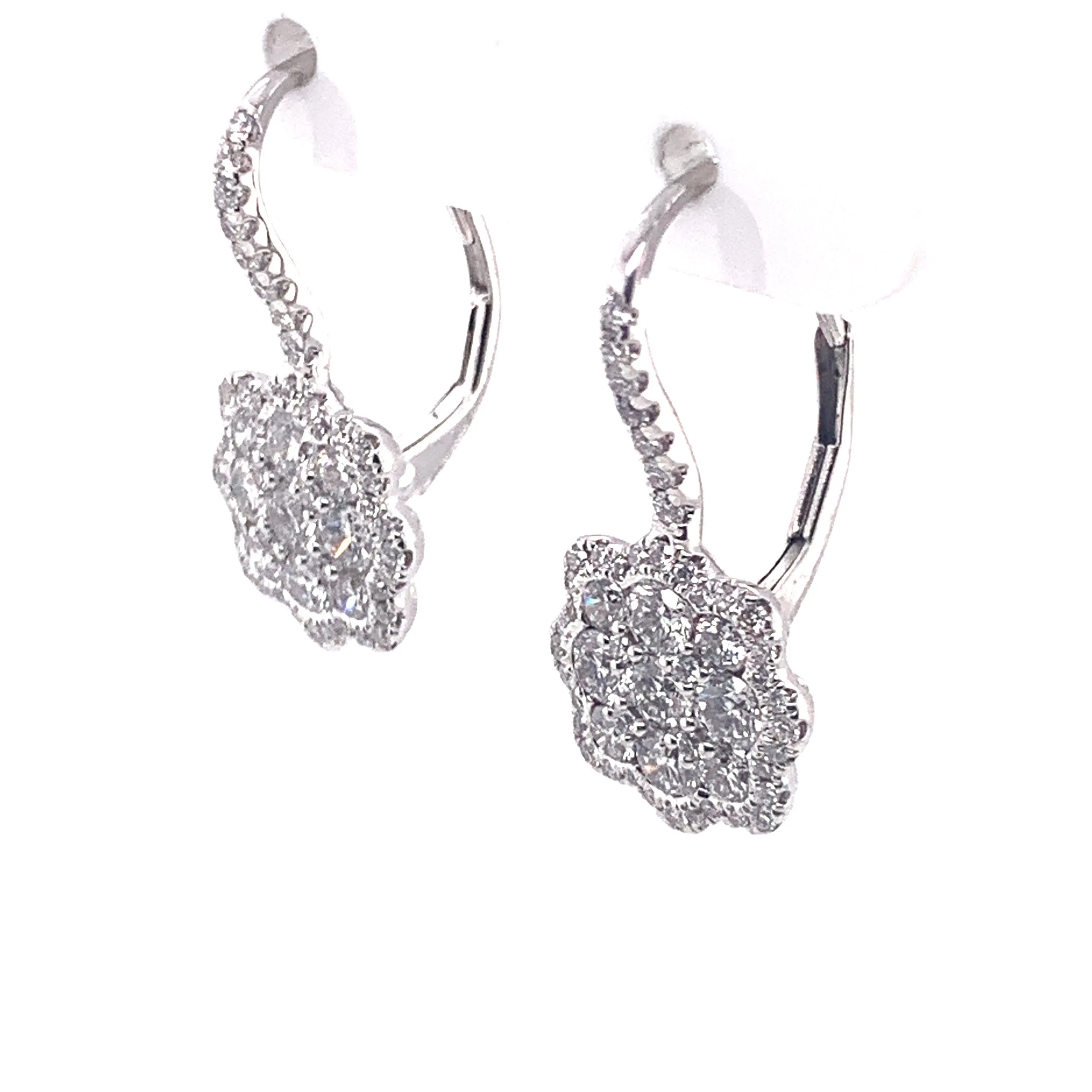 Diamond Flower Dangle Earrings