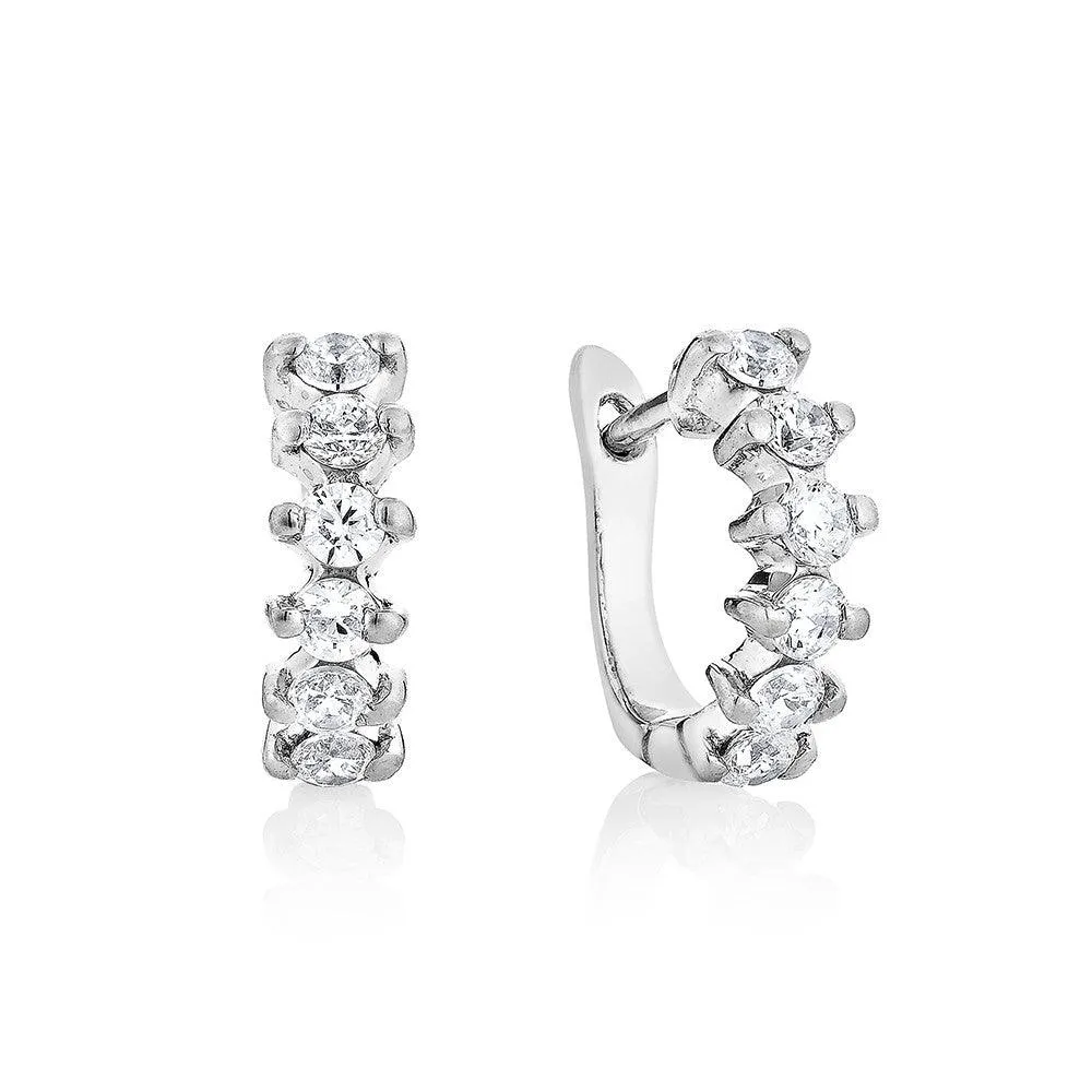 Diamond hoop Earrings - Silver