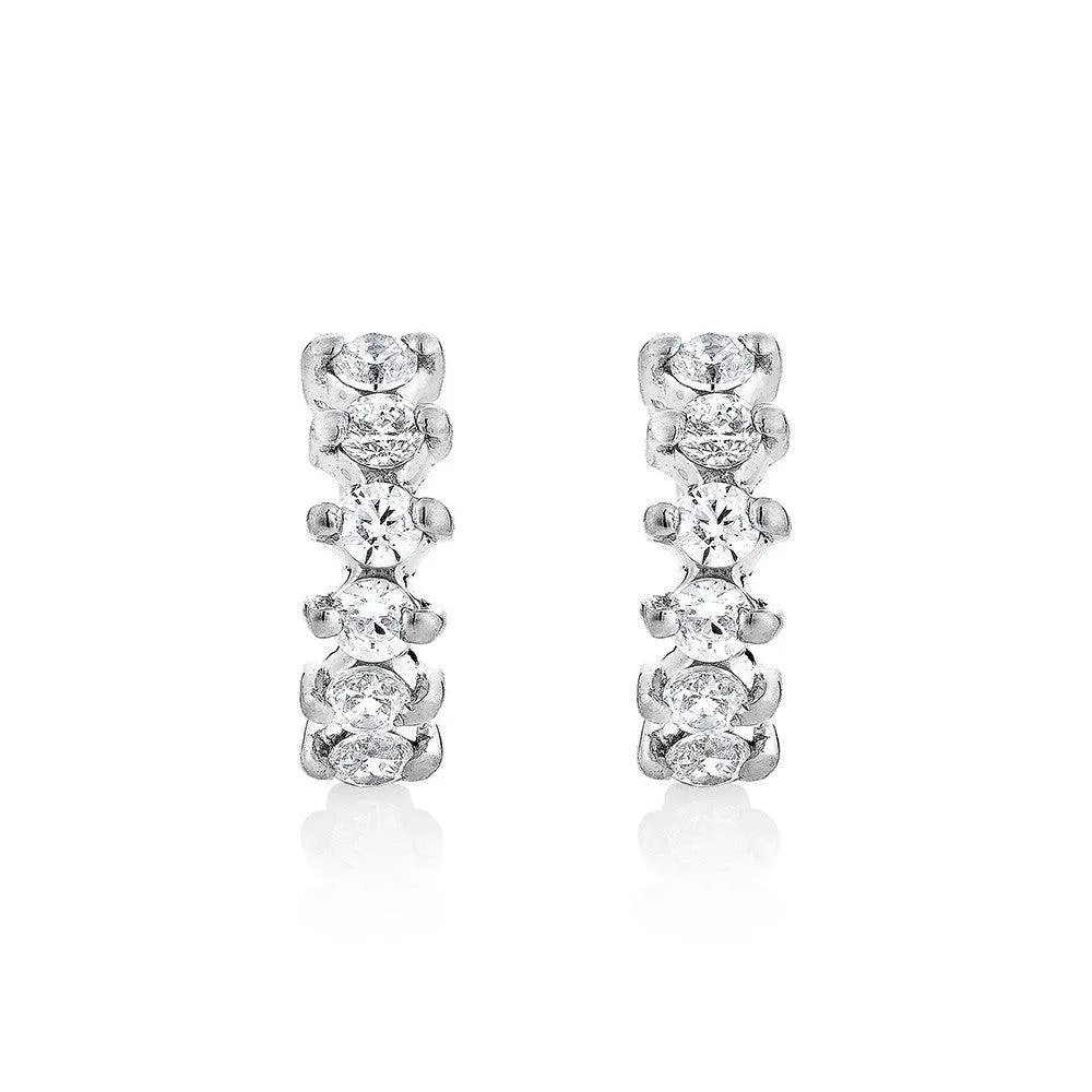 Diamond hoop Earrings - Silver