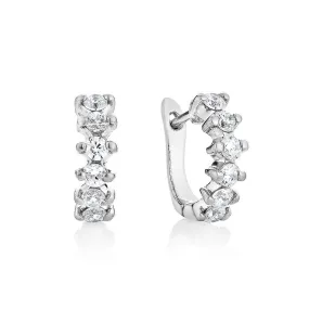 Diamond hoop Earrings - Silver