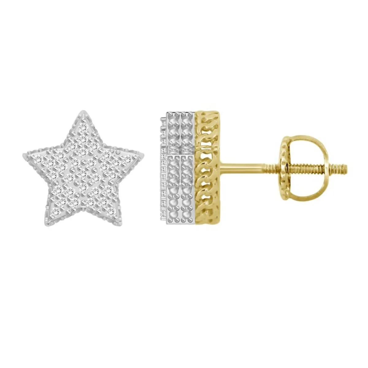 Diamond Stud Star Earrings 10k Yellow Gold Screw back