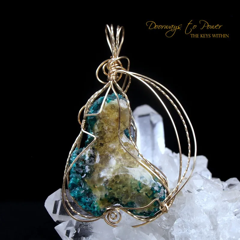 Dioptase Crystal Pendant 14k