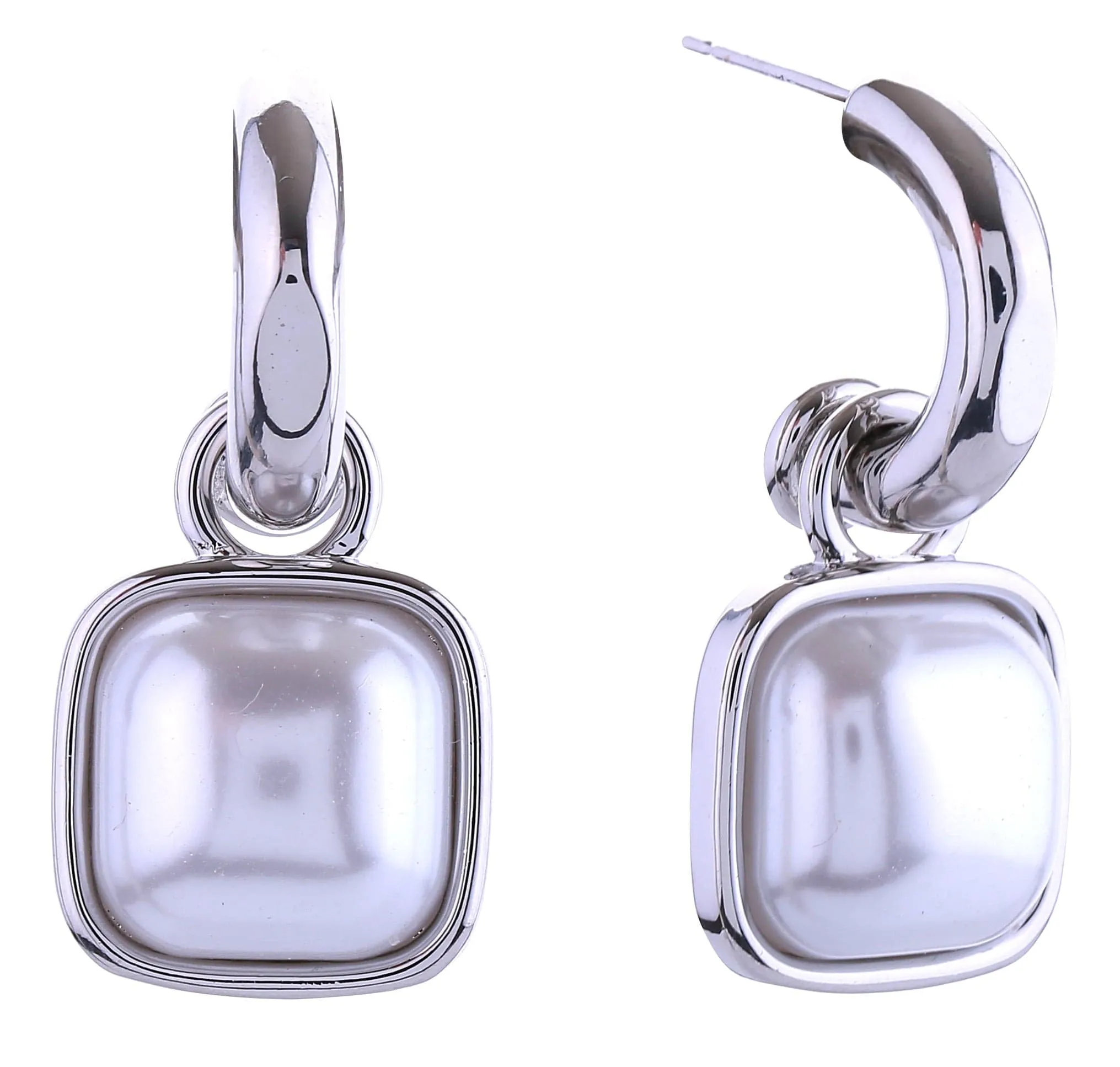 DJE310906 14K Square Pearl Drop Post Earrings