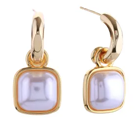 DJE310906 14K Square Pearl Drop Post Earrings