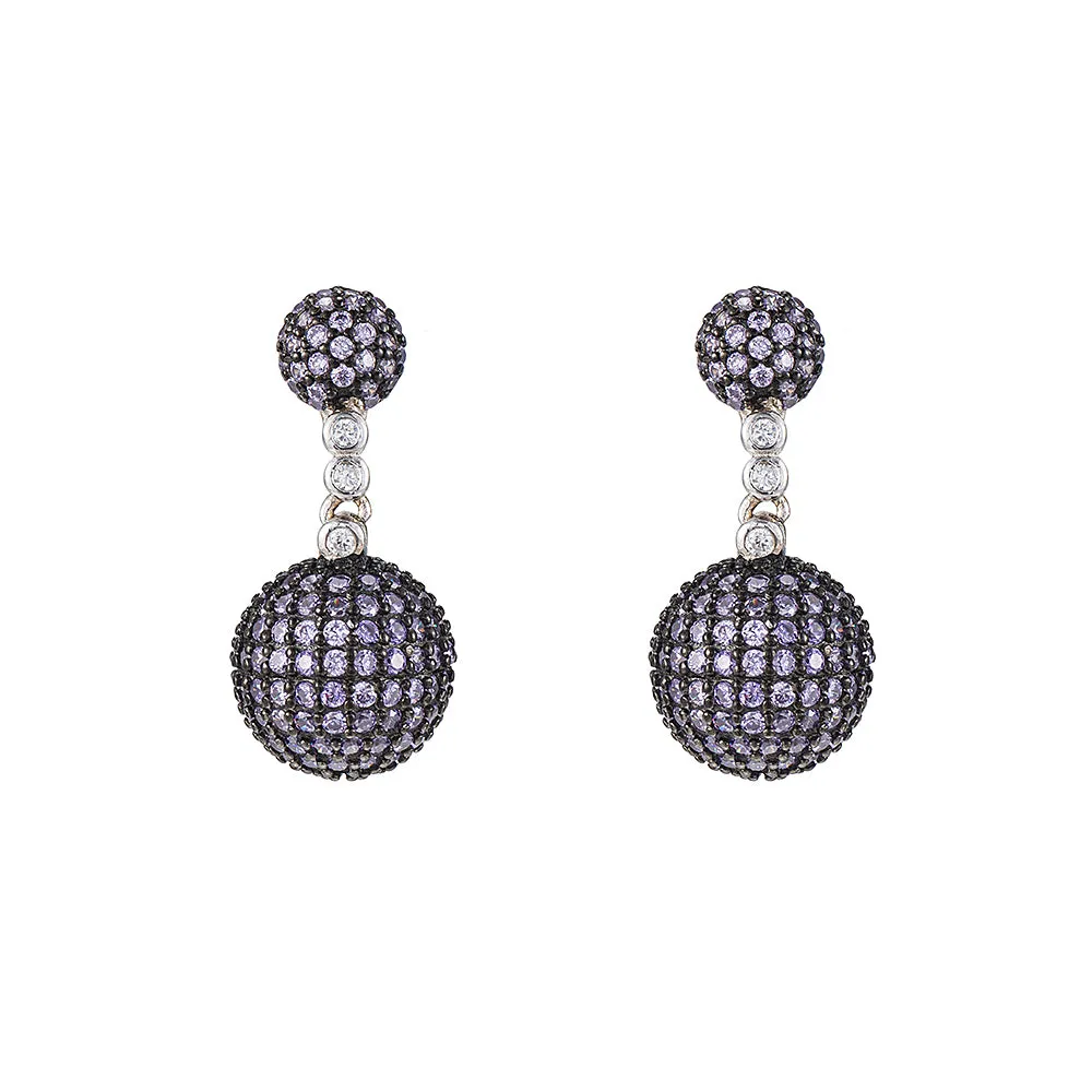 Double Ball Amethyst Earrings