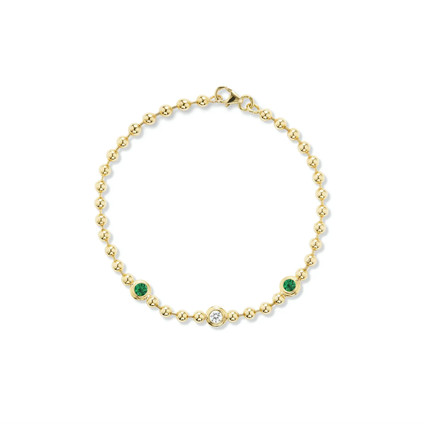 Double Bubble Bezel Diamond & Emerald Bracelet