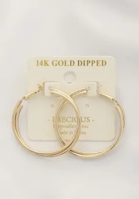 Double Hoop 14k Gold Dipped Earring