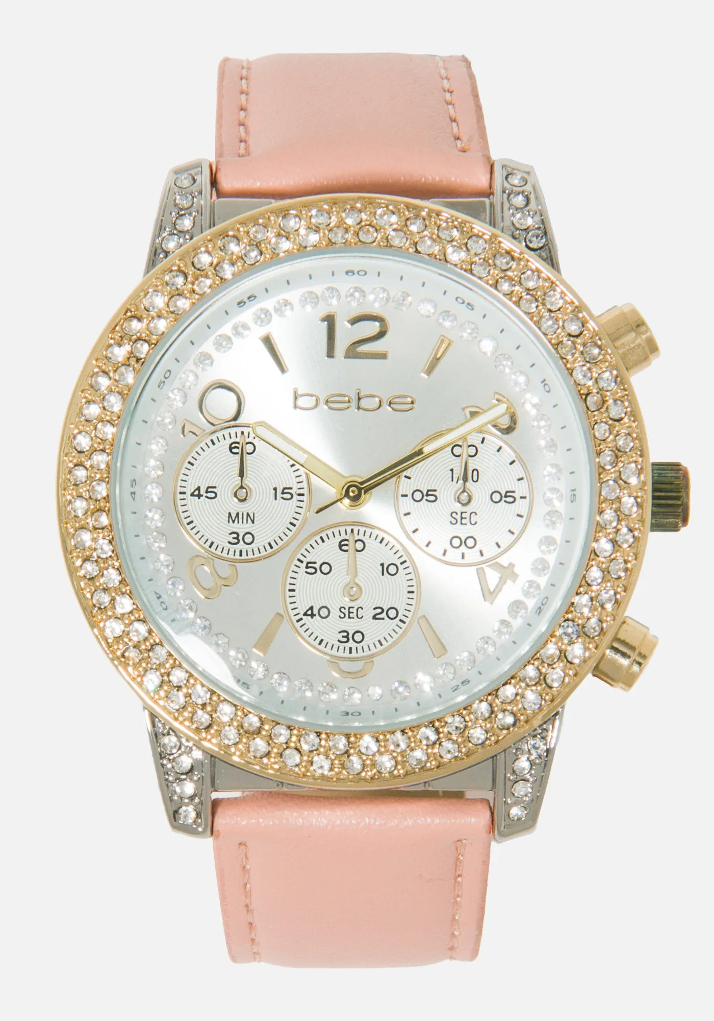 Double Row Crystal Bezel 3 Band Watch